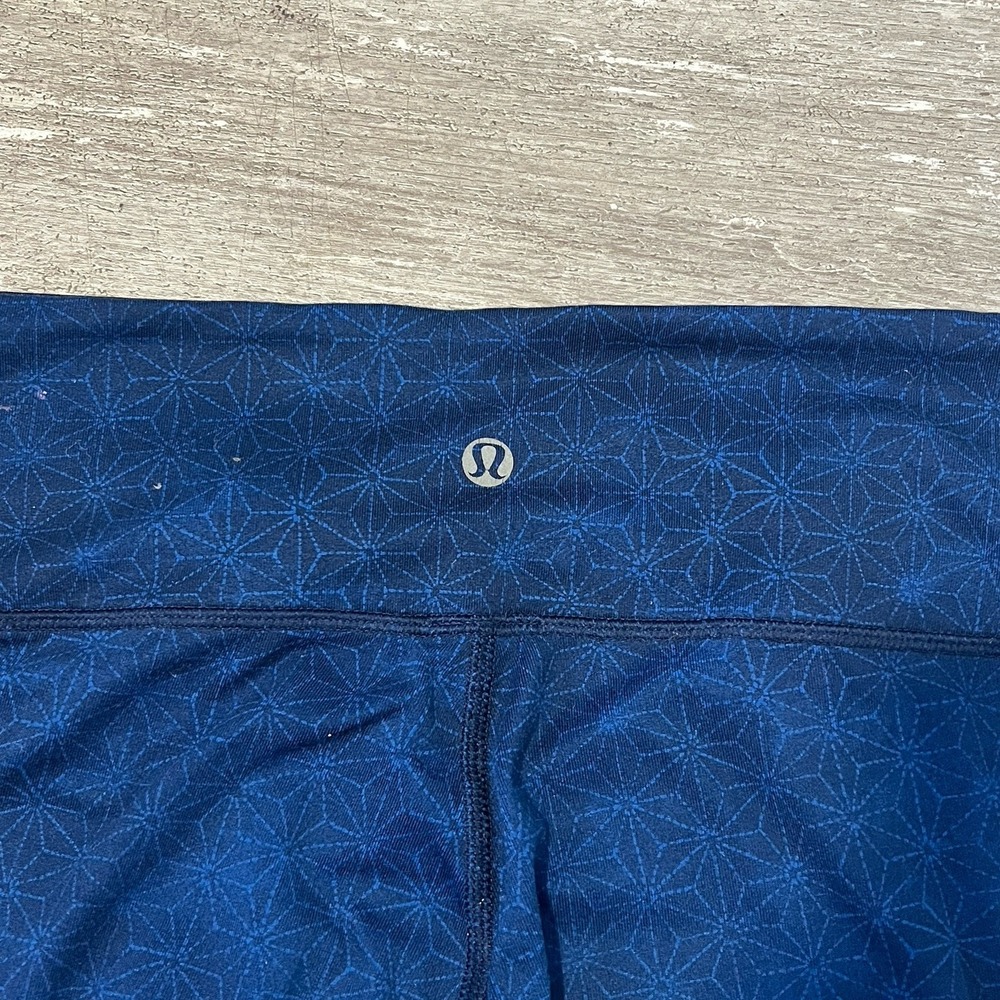 Lululemon Size 6 Wunder Under Leggings Foldover High Waist Full Length Blue Star - Picture 7 of 7